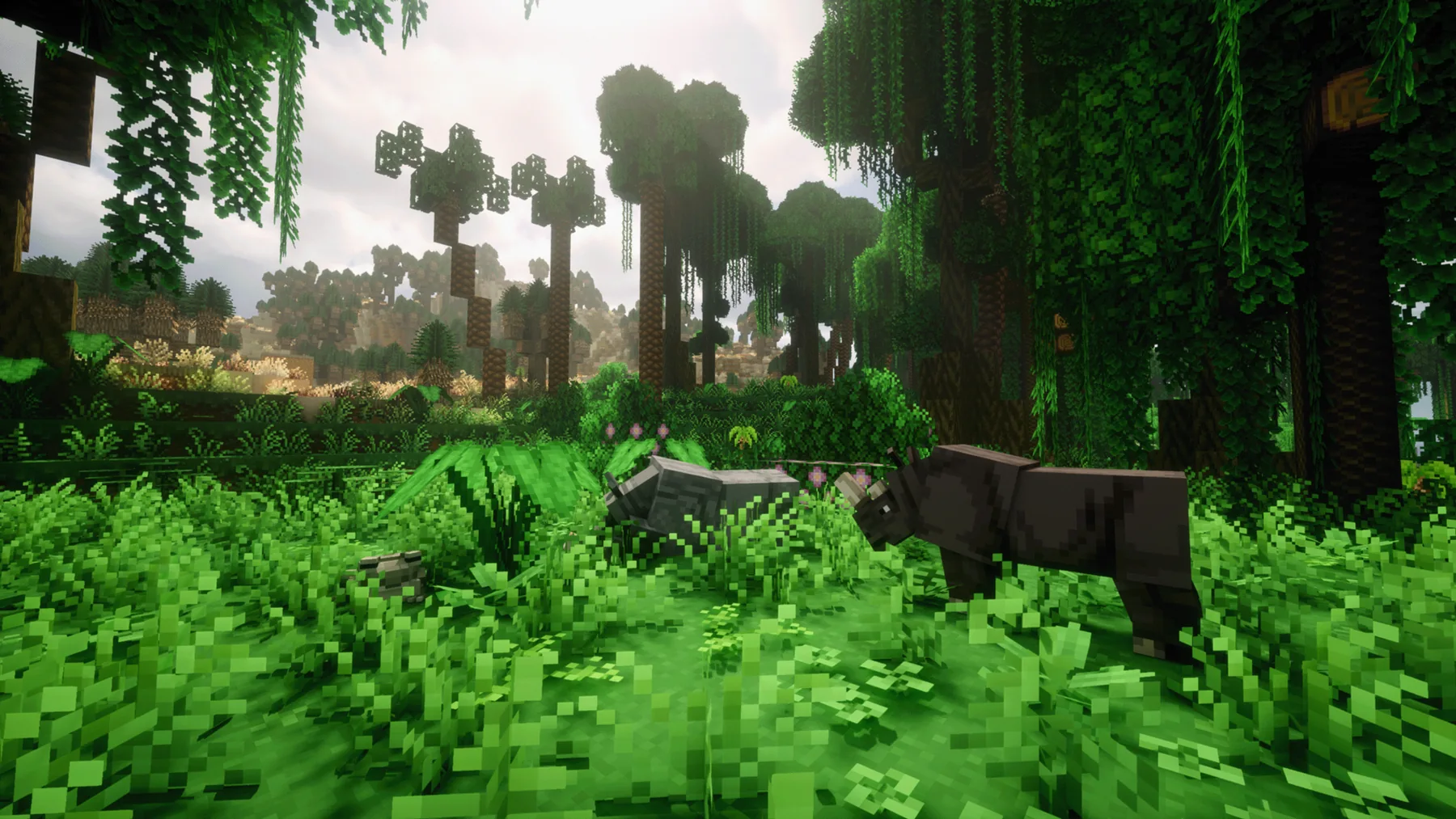 Minecraft wildlife in a lush biome
