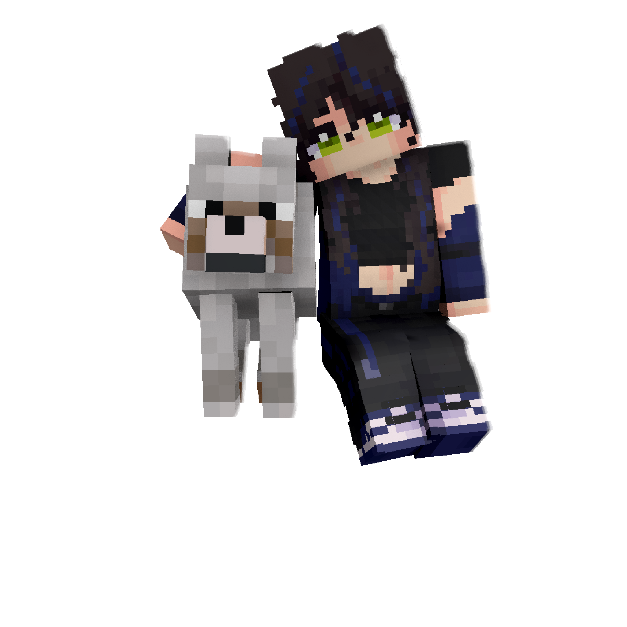 Minecraft character and wolf